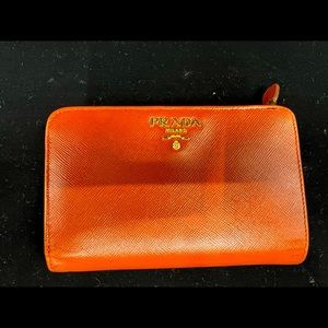 PRADA orange leather wallet Medium size
